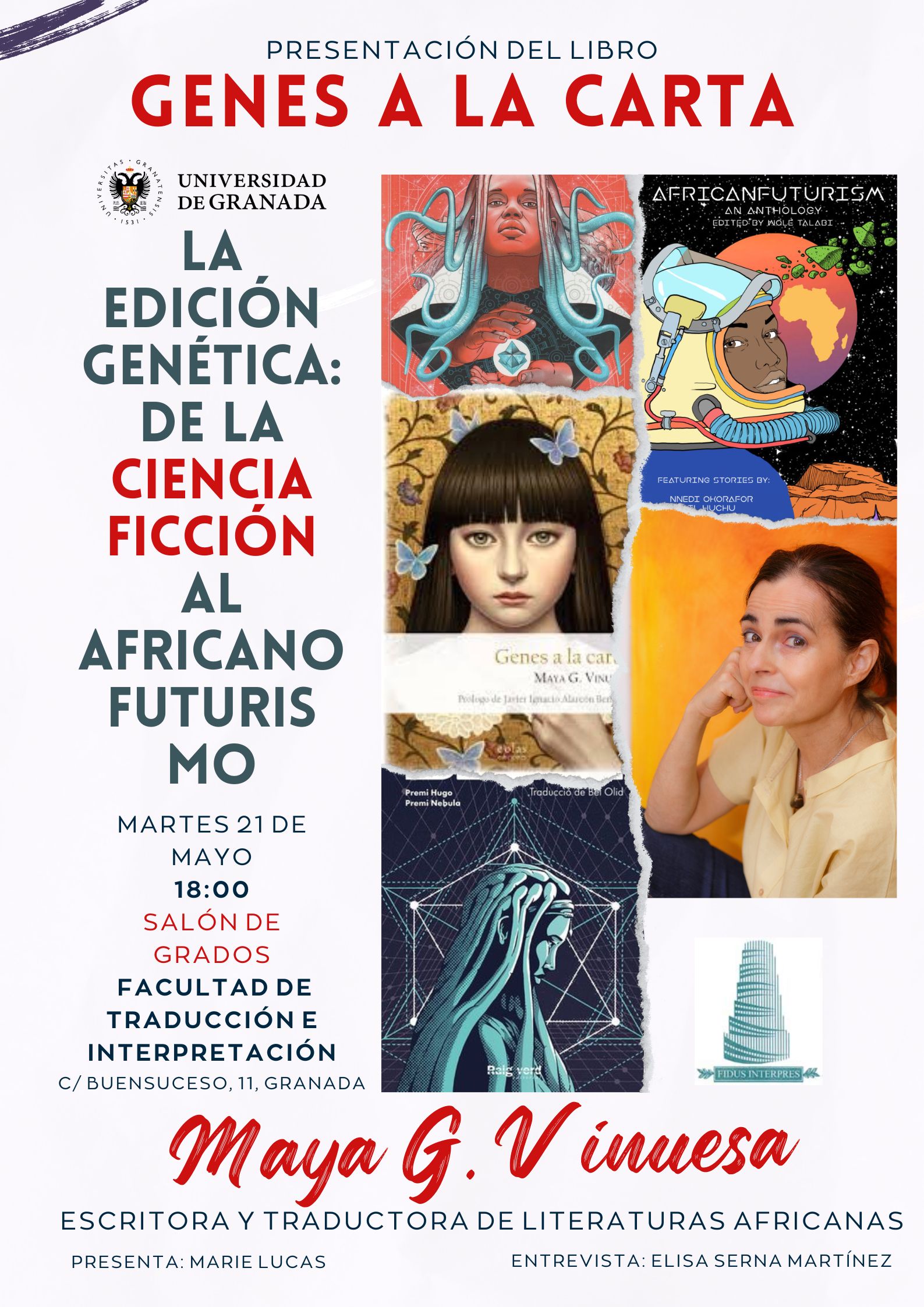 Cartel presentación libro Genes a la Carta de Maya G. Vinuesa