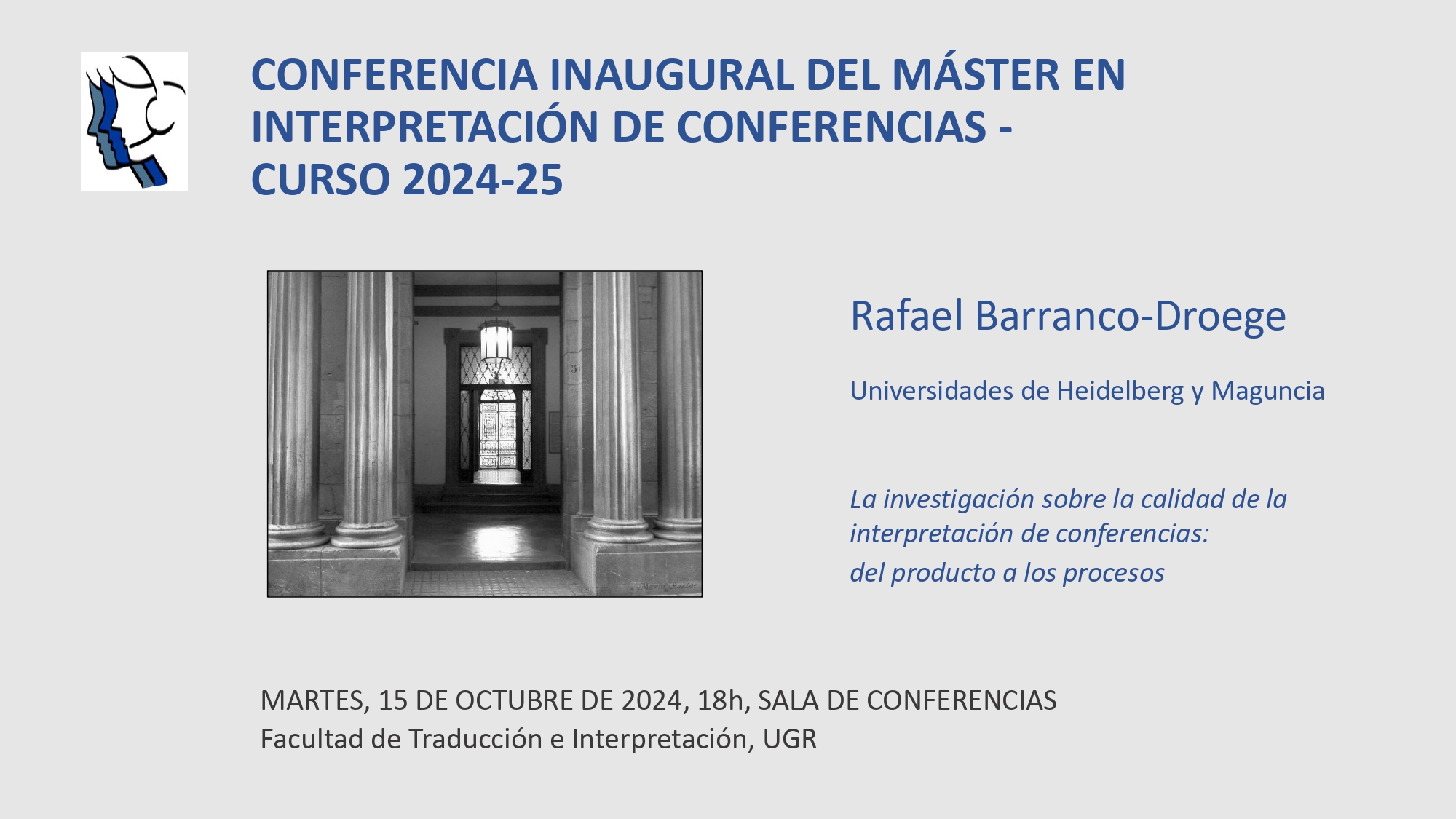 cartel conferencia inaugural Master interpretación 2024 2025